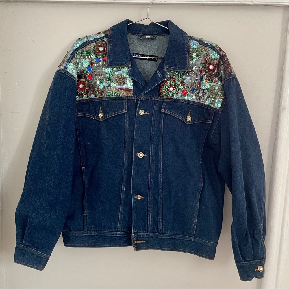 Vintage 80s Beaded Denim Jacket